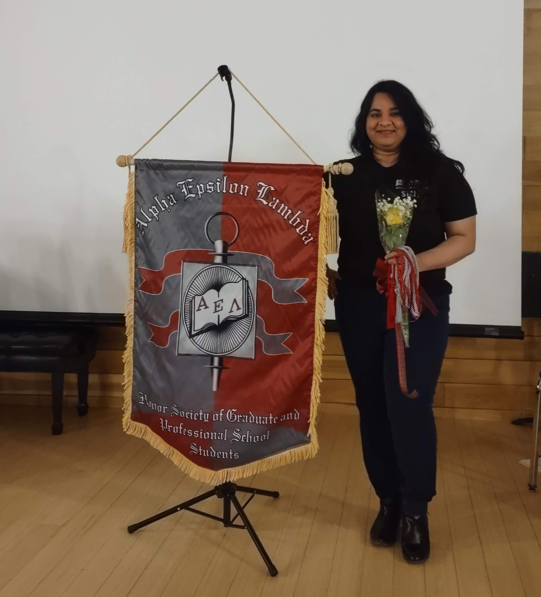 Madhuri Govindu at her honor society induction