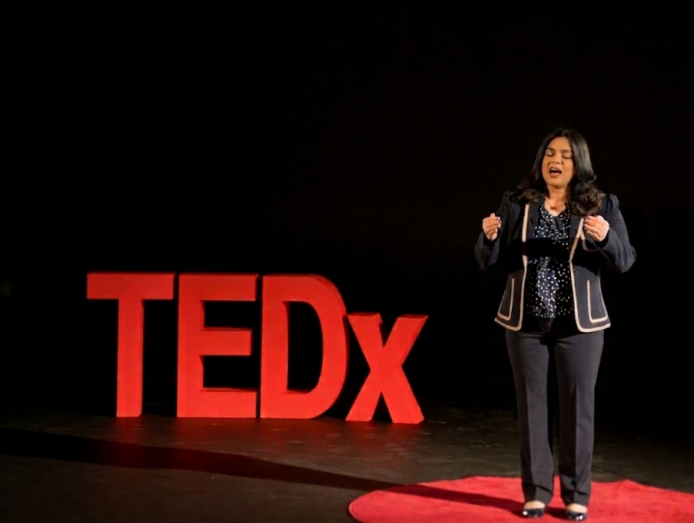 Madhuri Govindu on the TEDx stage